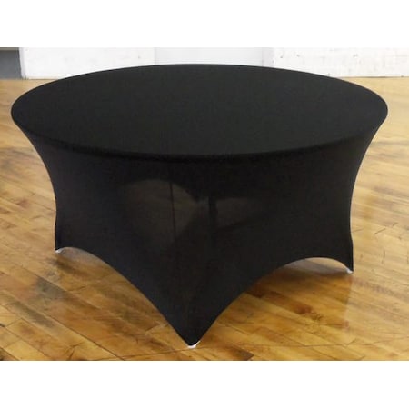 Spandex Fitted Stretch Table Cover For 60 Round Folding Table, Black
